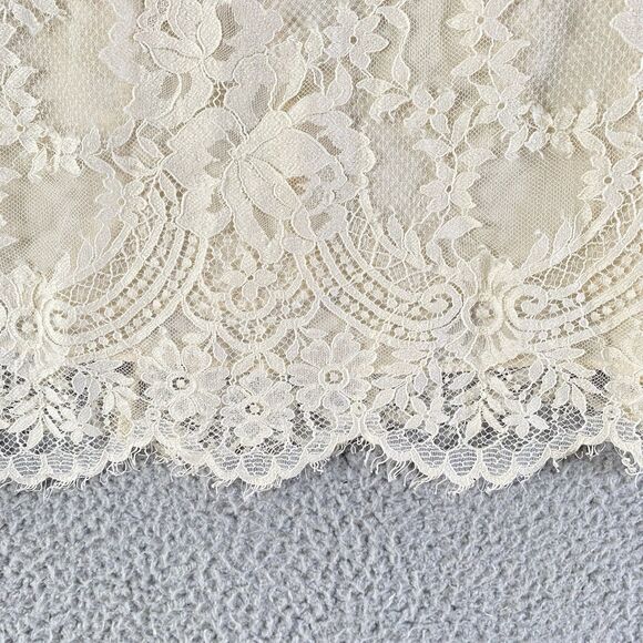 H&M Conscious Exclusive Mini Dress Women 8 Ivory Lace Floral Wedding Ethereal - Picture 5 of 13